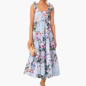 Beulah Lori Blue Floral Midi Dress M